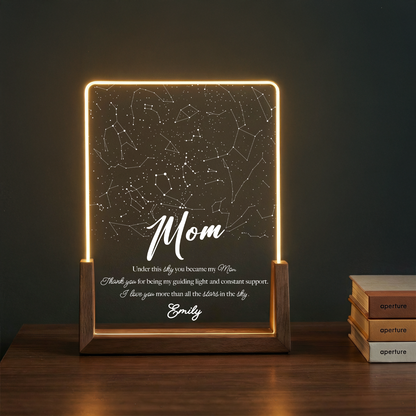 Personalized Star Map LED Plaque for Mom – Custom Night Sky Light Gift from Daughter