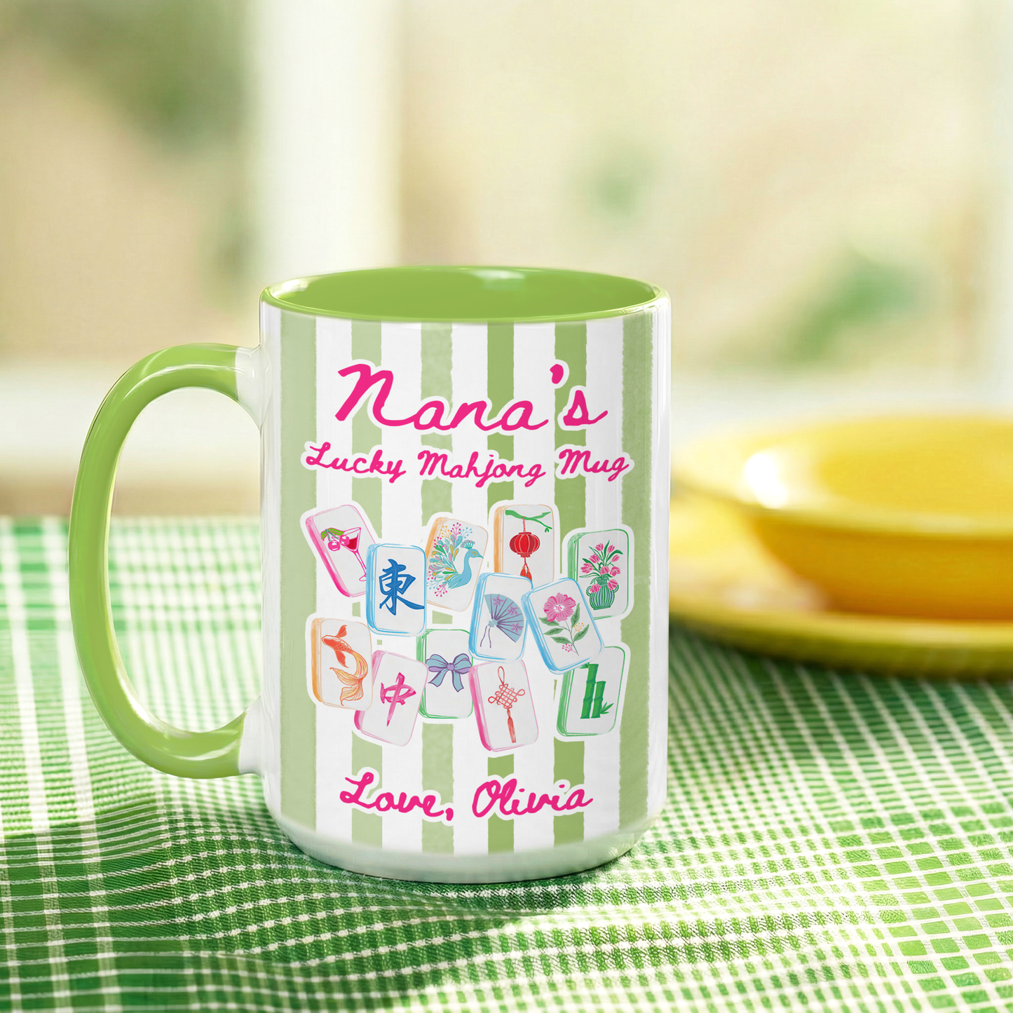 Personalized Mahjong Mug for Nana – Custom “Lucky Mahjong” Gift with Name