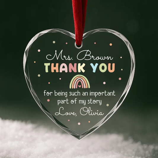 Rainbow Thank You Ornament, Teacher Appreciation or Mentor Gift