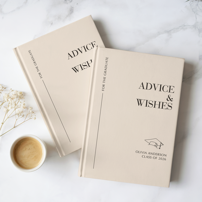 Personalized Graduation Advice Book – Minimalist “Advice & Wishes” Journal, Class of 2026 Gift