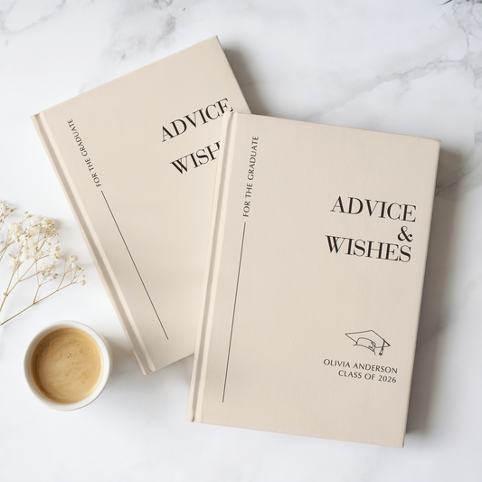 Personalized Graduation Advice Book – Minimalist “Advice & Wishes” Journal, Class of 2026 Gift