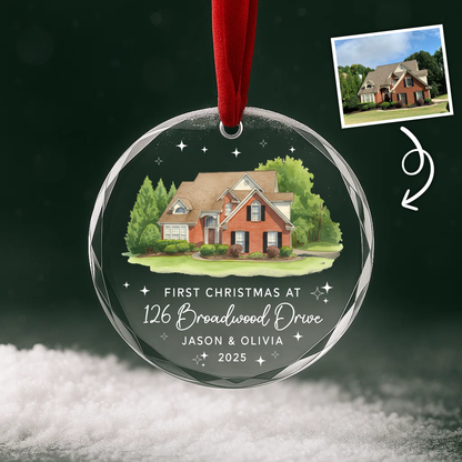 First Christmas at New Home Ornament, Custom House Illustration