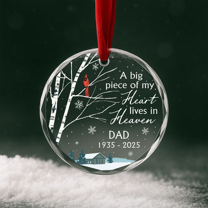 A Big Piece of My Heart Lives in Heaven Cardinal Memorial Ornament