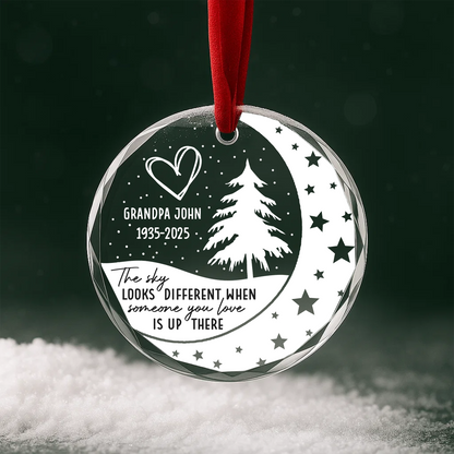 Memorial Moon and Tree The Sky Looks Different Custom Glass Ornament