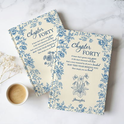 Personalized 40th Birthday Journal – “Chapter Forty” Custom Floral Notebook, Meaningful Milestone Gift