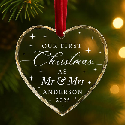 Our First Christmas as Mr Mrs Heart Ornament