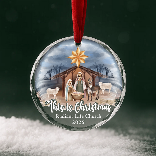 This Is Christmas Nativity Church Ornament