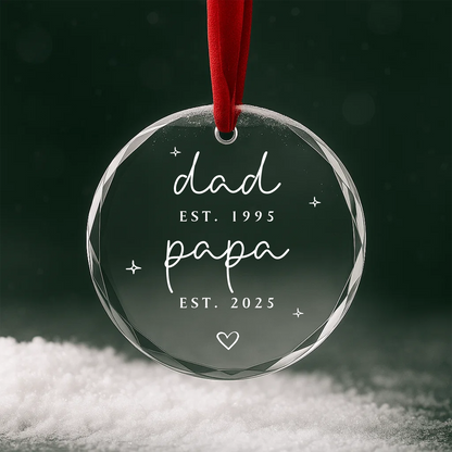 Dad and Papa Established Ornament, Minimalist Script Design