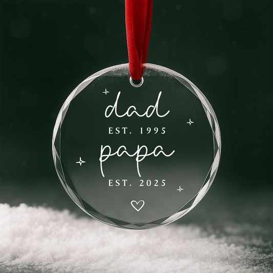 Dad and Papa Established Ornament, Minimalist Script Design
