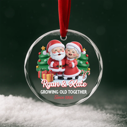 Growing Old Together, Santa & Mrs. Claus Couple Ornament, Since Year Personalized