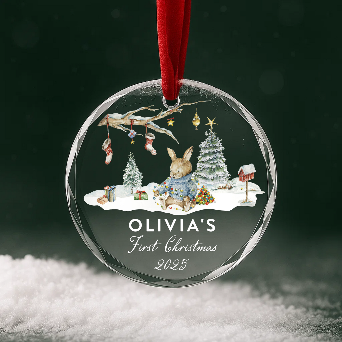 Baby’s First Christmas Ornament, Personalized Name and Year