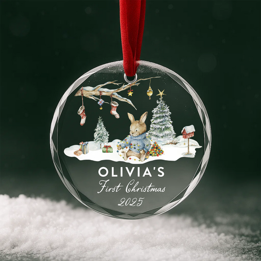 Baby’s First Christmas Ornament, Personalized Name and Year