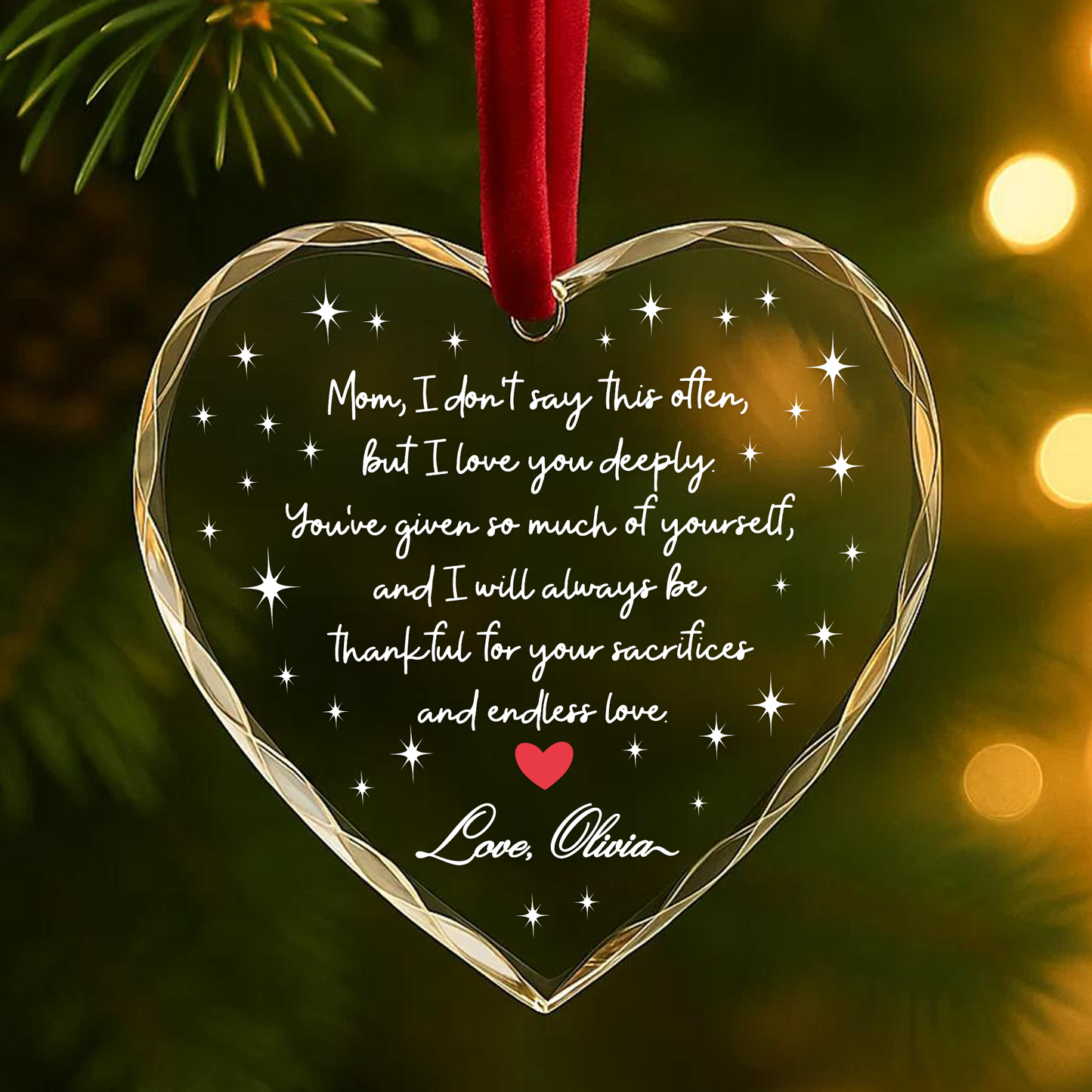 Love You Mom Heart Ornament, Thank You for Your Endless Love