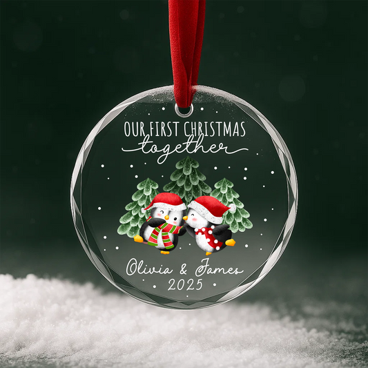 Our First Christmas Together, Penguin Couple Ornament, Personalized Couple Gift