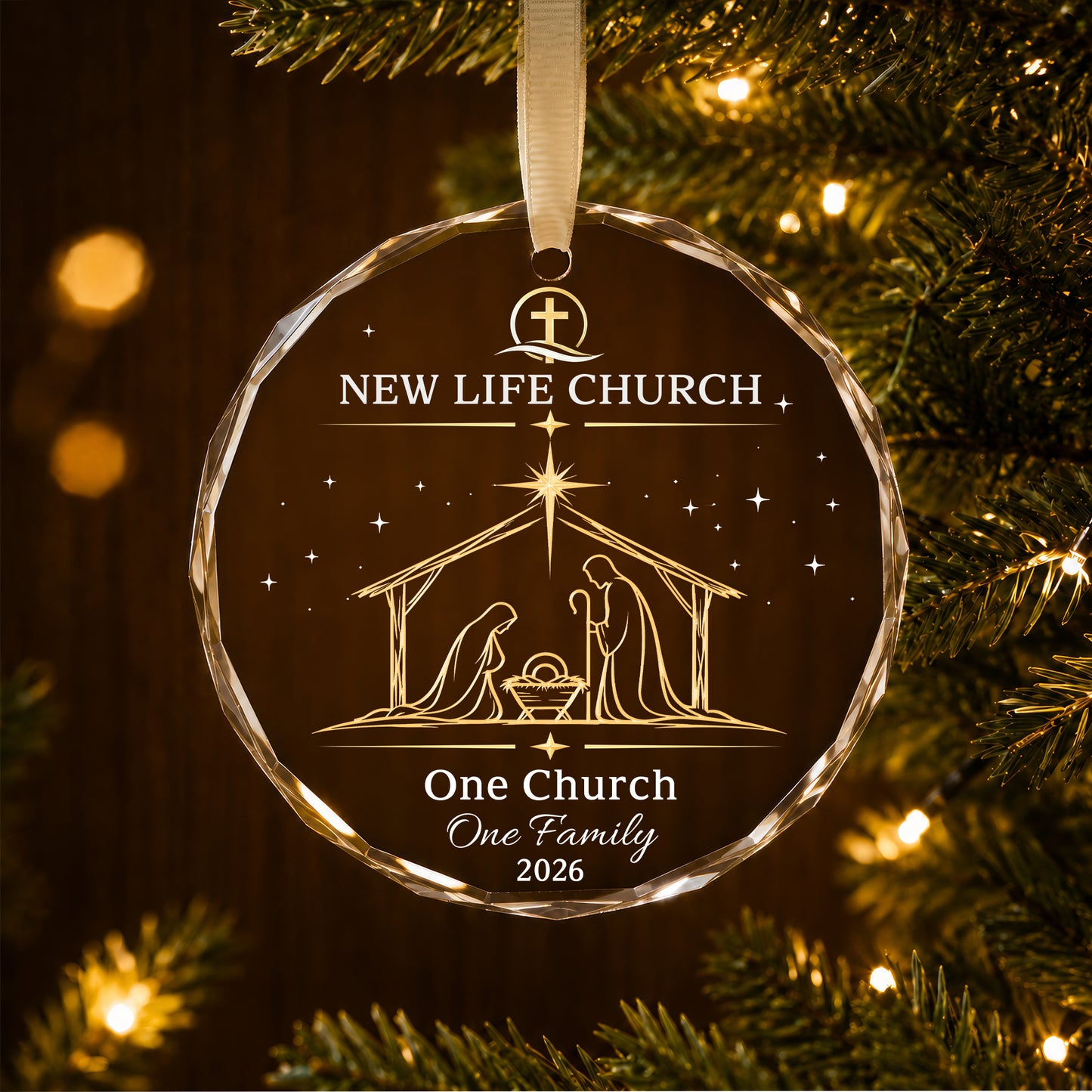 Personalized Church Family Nativity Ornament