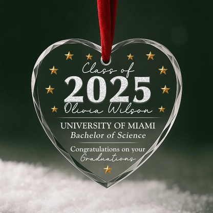 Class of 2025 Graduation Ornament, Personalized Heart Keepsake