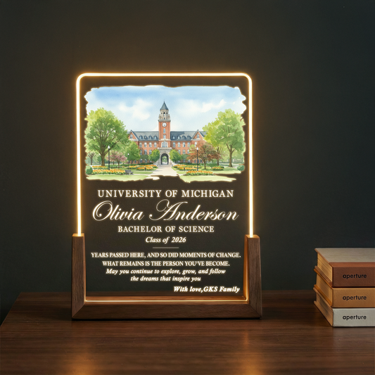 Personalized Graduation LED Plaque – Custom University Illustration Gift with Name & Degree