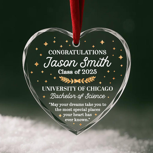 Class of 2025 Graduation Heart Ornament, May Your Dreams Take You Far