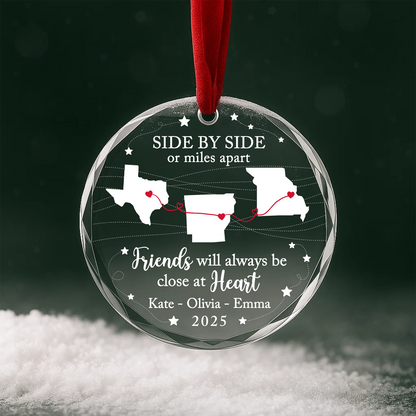 Friends Will Always Be Close at Heart Long Distance Map Ornament