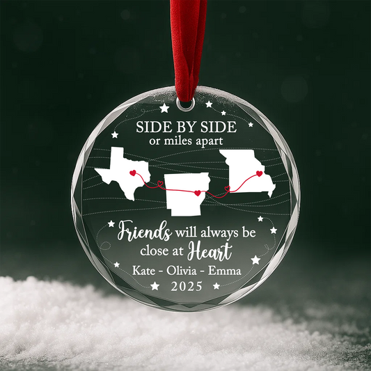 Friends Will Always Be Close at Heart Long Distance Map Ornament