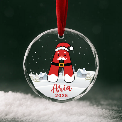 Santa Letter Monogram Custom Glass Ornament