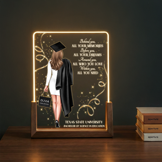 Personalized Graduation LED Plaque – Custom Name, University & Class Year Gift for Her