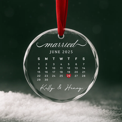 Married Date, Custom Glass Ornament