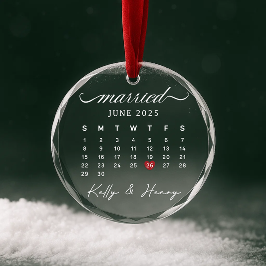 Married Date, Custom Glass Ornament