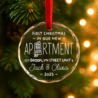 First Christmas in Our New Apartment, Personalized Address Ornament