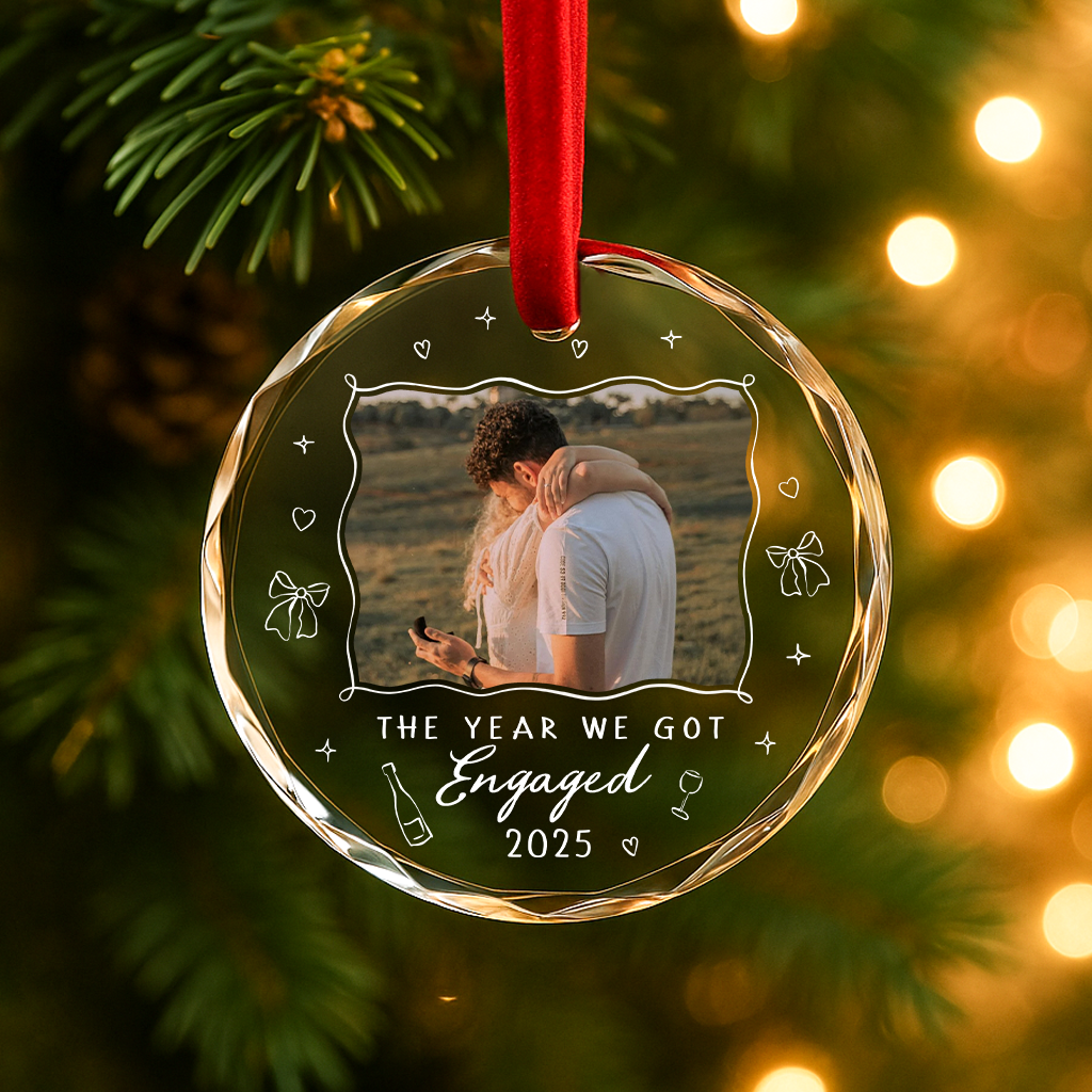 The Year We Got Engaged 2025, Custom Glass Ornament