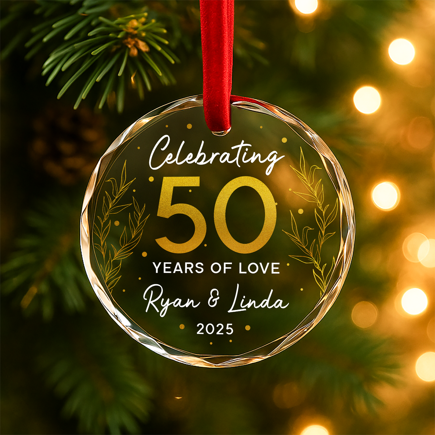 50 Years of Love Ornament, Golden Anniversary Celebration Keepsake