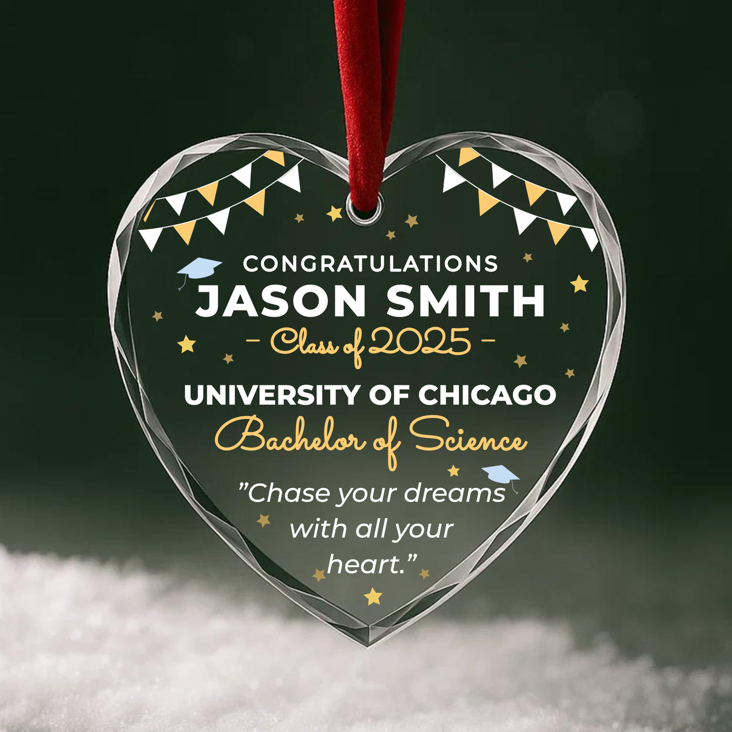 Graduation 2025 Heart Ornament, Chase Your Dreams with All Your Heart