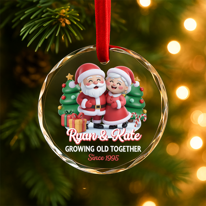 Growing Old Together, Santa & Mrs. Claus Couple Ornament, Since Year Personalized