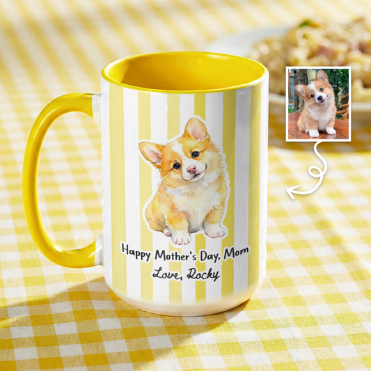 Custom Pet Portrait Mug for Mom – Personalized Dog Photo Mug, Mother’s Day Gift from Pet