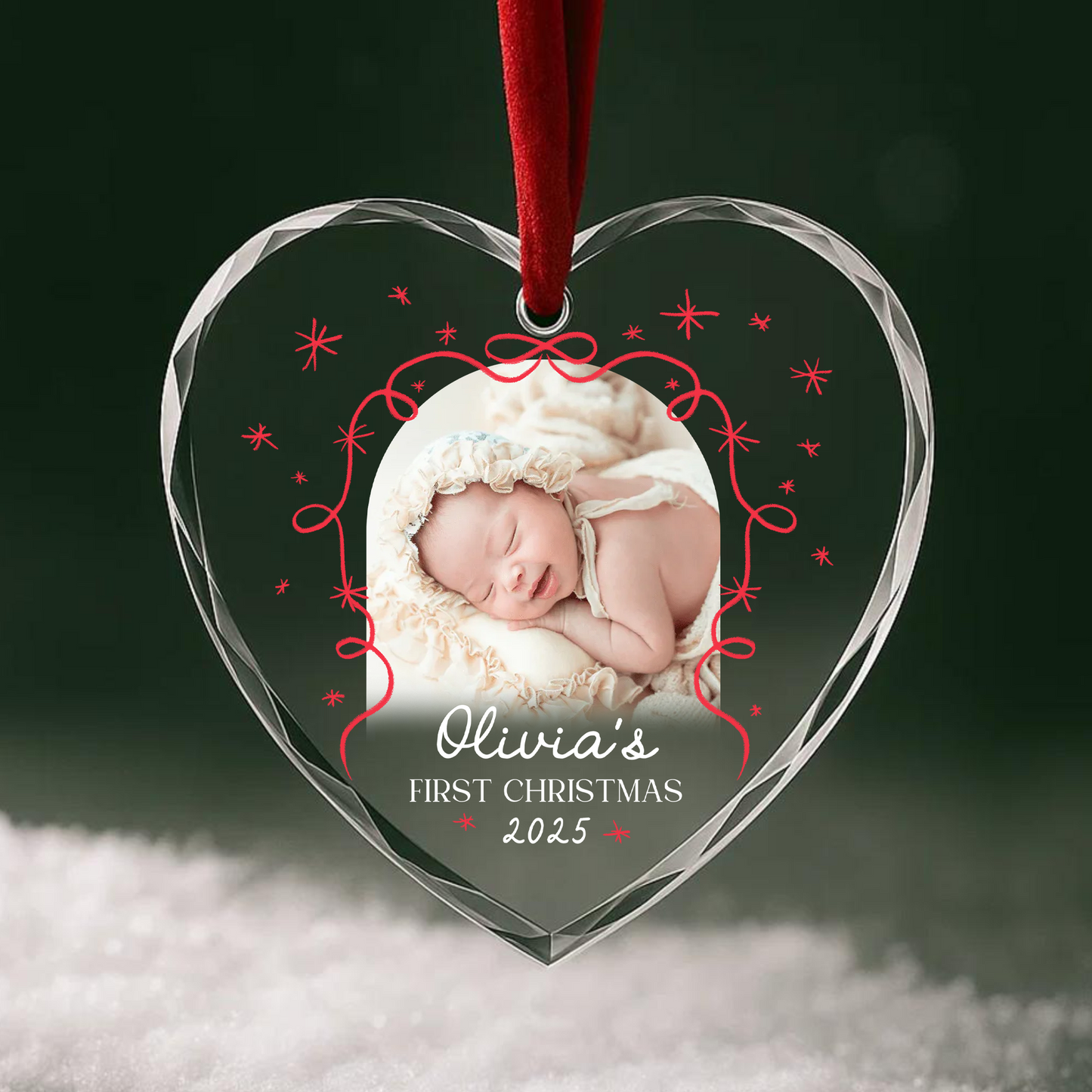 Baby First Christmas Ornament, Customize Name and Year
