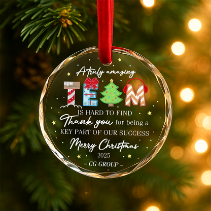 A Truly Amazing Team Thank You Merry Christmas Custom Glass Ornament