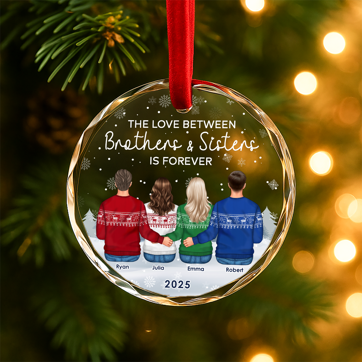 The Love Between Brothers Sisters Is Forever Custom Ornament