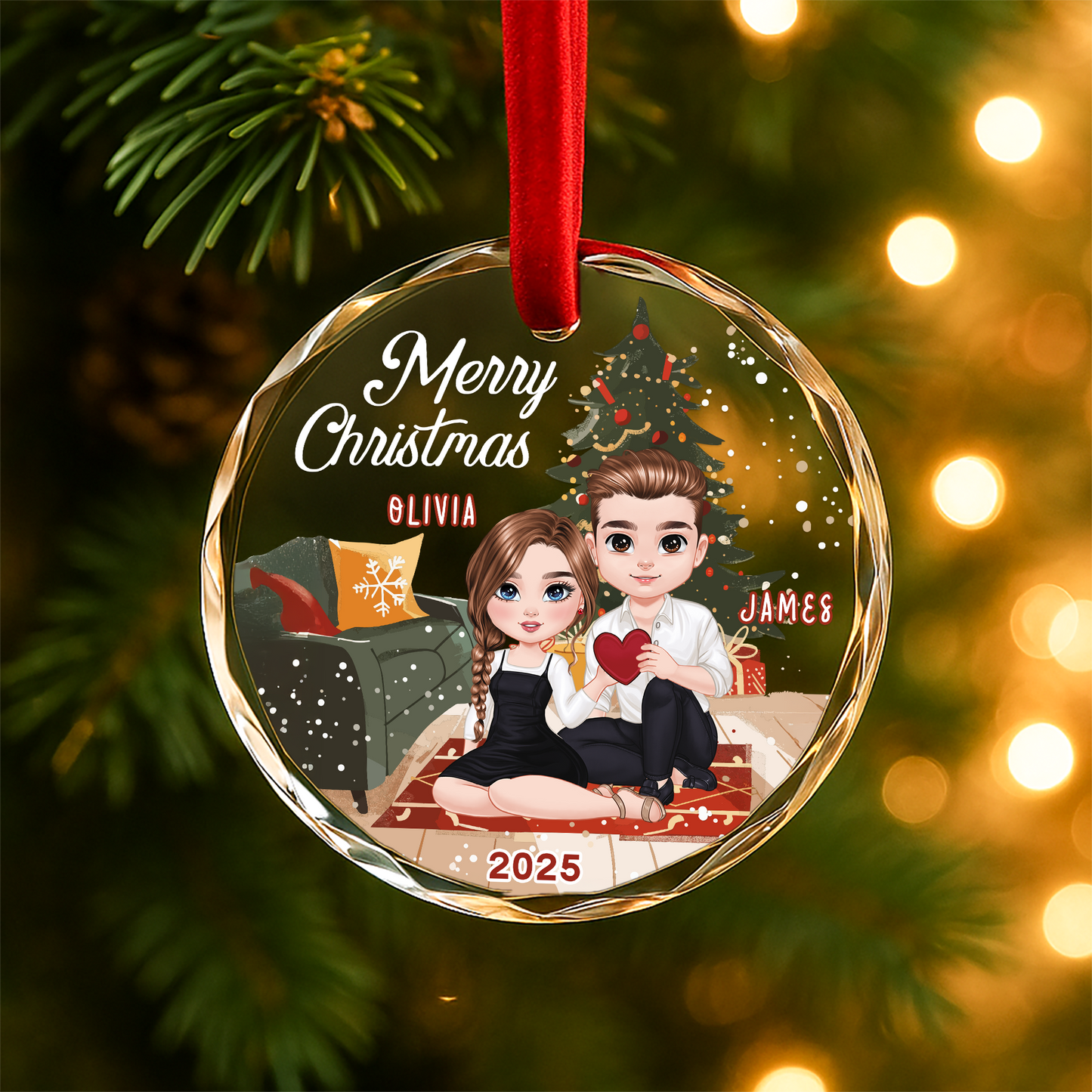 Merry Christmas Couple Ornament, Custom Couple Ornament