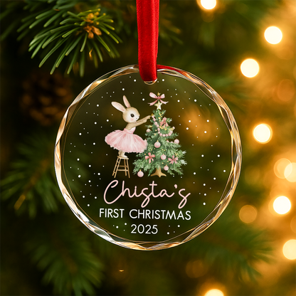 Baby Bunny Girl’s First Christmas Ornament 2025