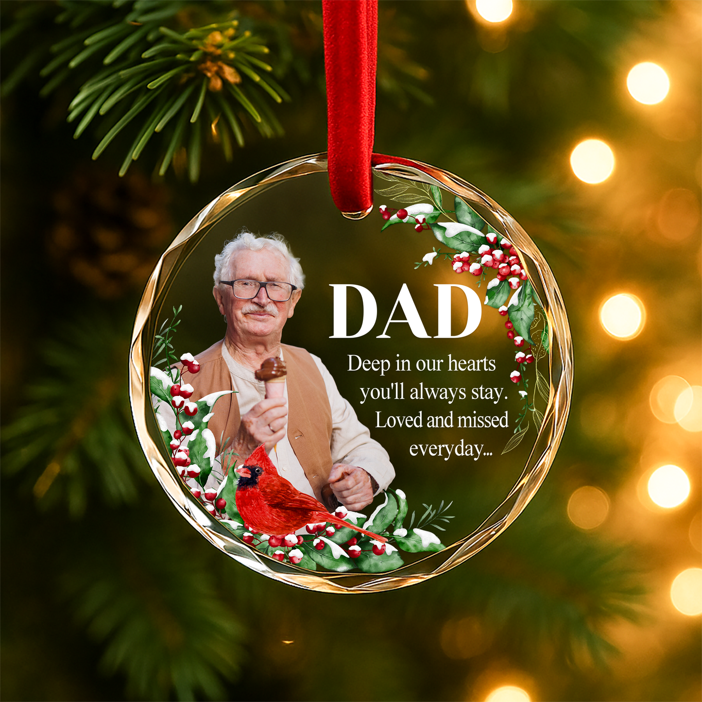 Dad Memorial Ornament with Cardinal, In Loving Memory Keepsake