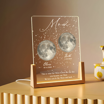 Personalized Moon Phase LED Plaque – Custom Night Sky Gift with Name & Special Date