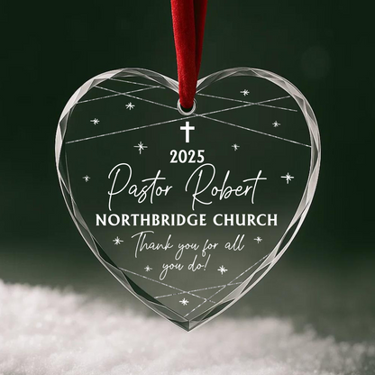 Pastor Appreciation Cross Custom Glass Ornament