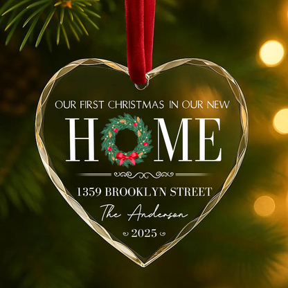 Our First Christmas in Our New Home, Personalized Address Ornament