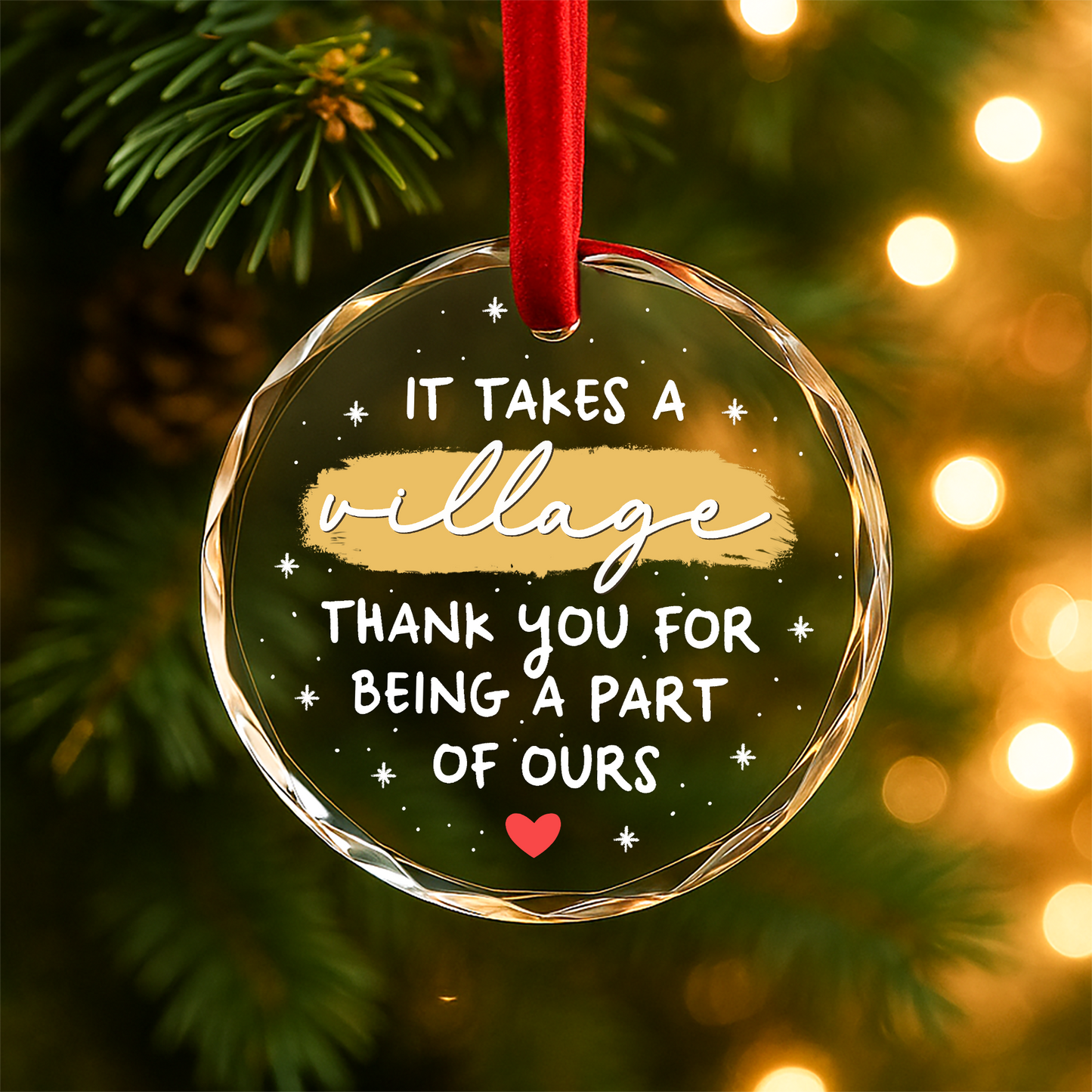 It Takes a Village Thank You Appreciation Custom Glass Ornament