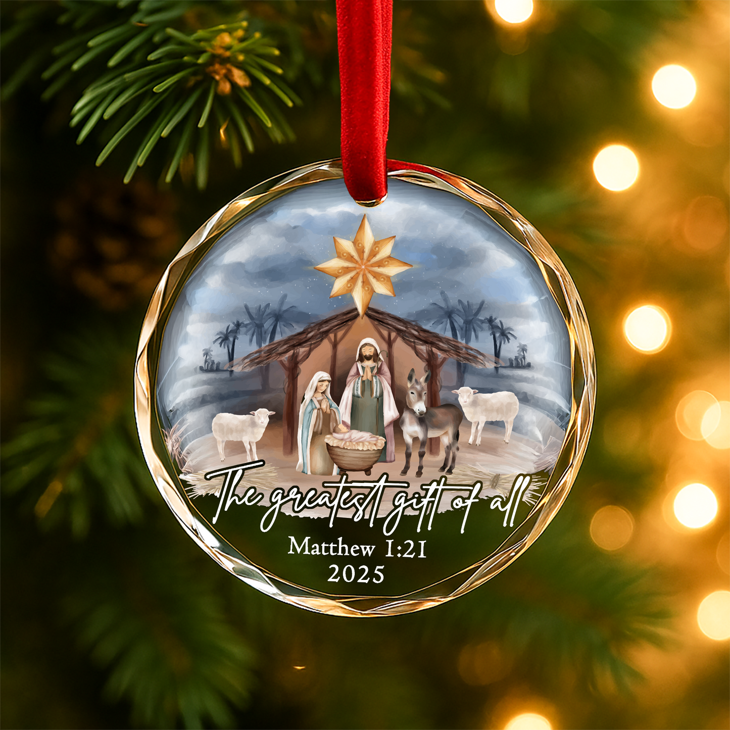 The Greatest Gift of All Nativity Scene Ornament