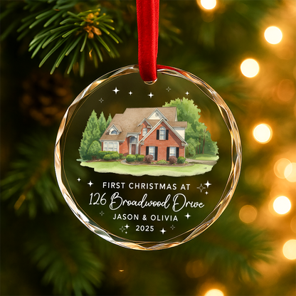 First Christmas at New Home Ornament, Custom House Illustration