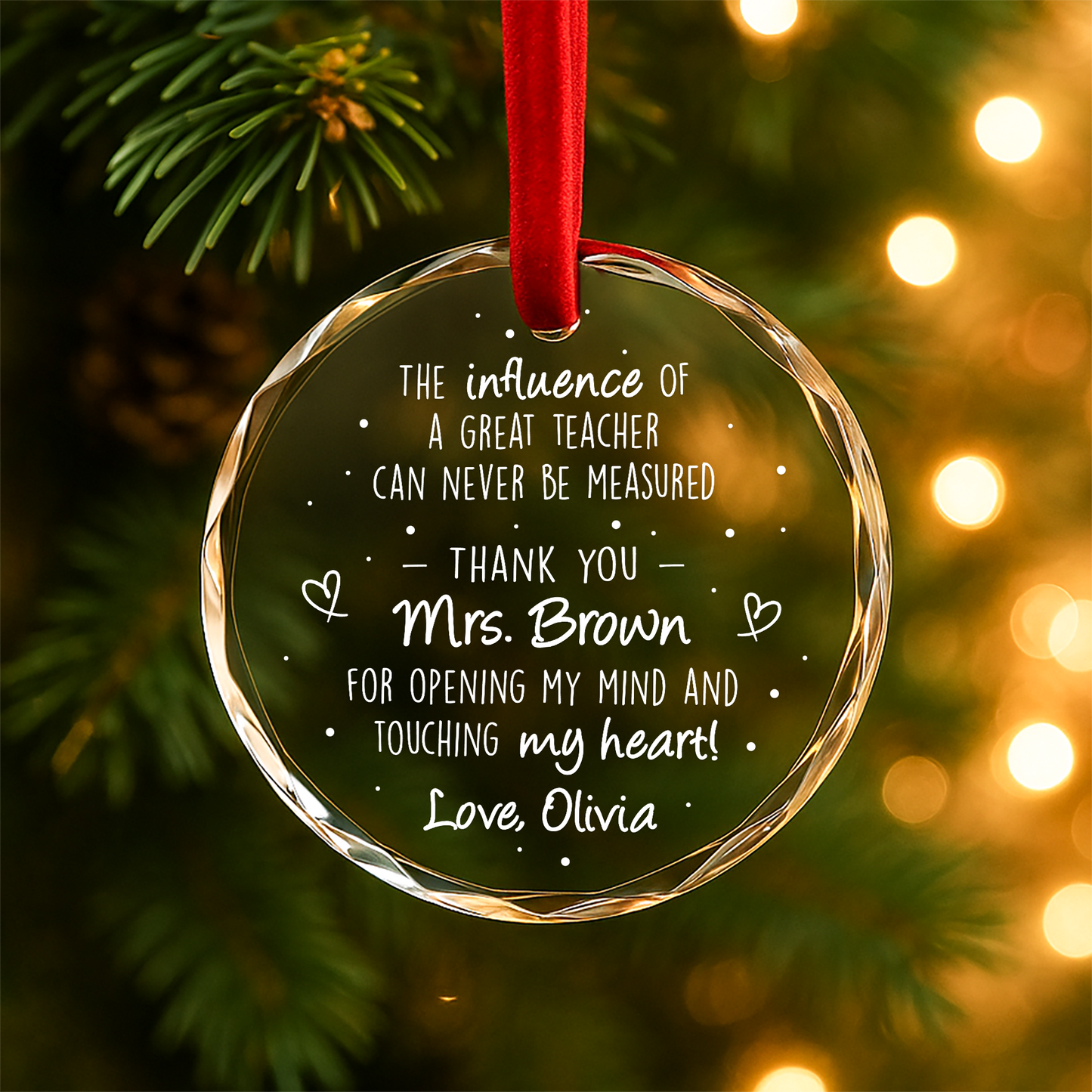 Teacher Appreciation Quote Custom Glass Ornament