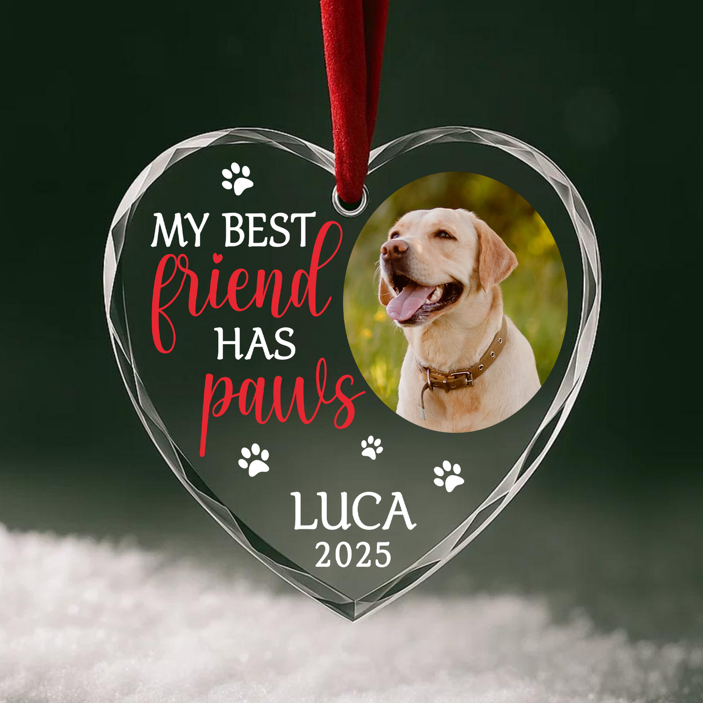 Custom Pet Photo Ornament, My Best Friend Has Paws