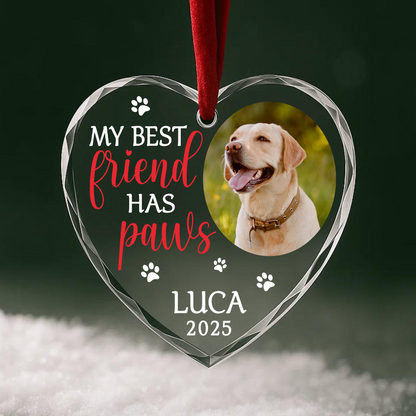 Custom Pet Photo Ornament, My Best Friend Has Paws