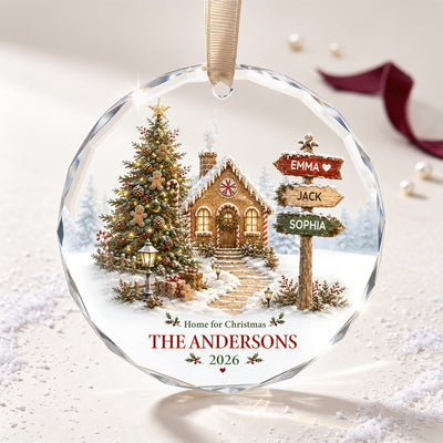 Personalized Gingerbread House Glass Ornament – Custom Family Names Christmas Keepsake 2026